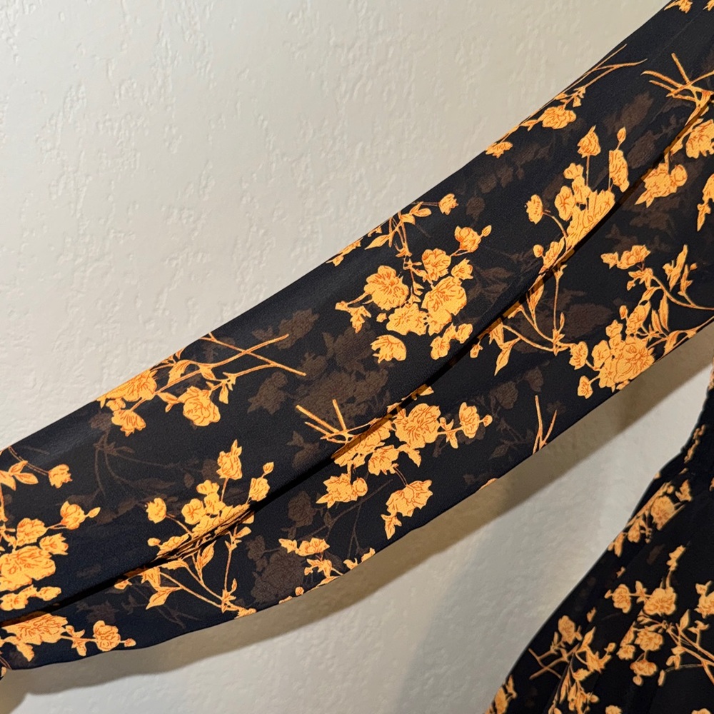 Black & Mustard Floral Tiered Long-Sleeve Dress - Picture 5 of 5
